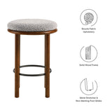 Cassius Boucle Fabric Counter Stools Set of 2 in Walnut Taupe
