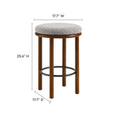 Cassius Boucle Fabric Counter Stools Set of 2 in Walnut Taupe