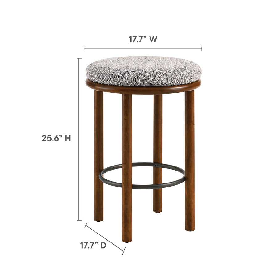 Cassius Boucle Fabric Counter Stools Set of 2 in Walnut Taupe