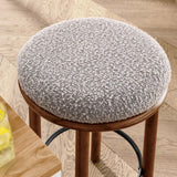 Cassius Boucle Fabric Counter Stools Set of 2 in Walnut Taupe