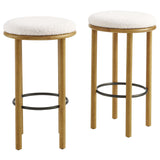 Cassius Boucle Fabric Bar Stools Set of 2 in Oak Ivory