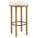 Cassius Boucle Fabric Bar Stools Set of 2 in Oak Ivory
