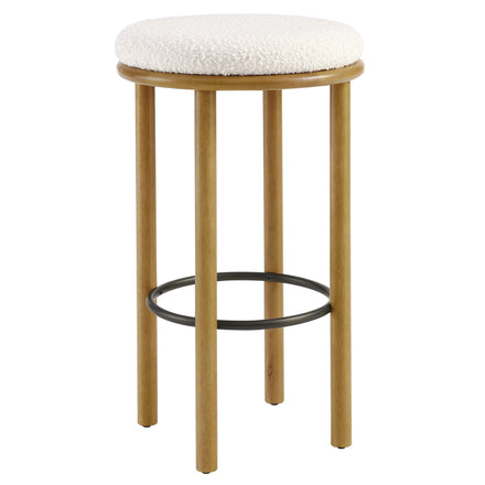 Fable Boucle Fabric Bar Stools Set of 2 in Oak Ivory