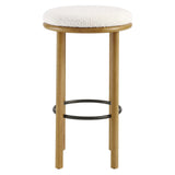 Cassius Boucle Fabric Bar Stools Set of 2 in Oak Ivory