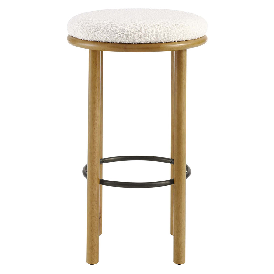Cassius Boucle Fabric Bar Stools Set of 2 in Oak Ivory
