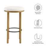 Cassius Boucle Fabric Bar Stools Set of 2 in Oak Ivory
