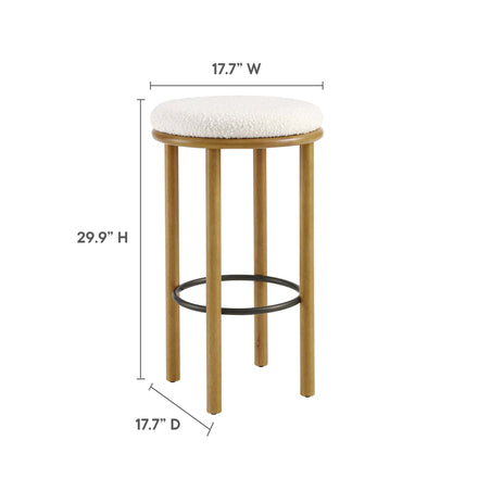 Fable Boucle Fabric Bar Stools Set of 2 in Oak Ivory