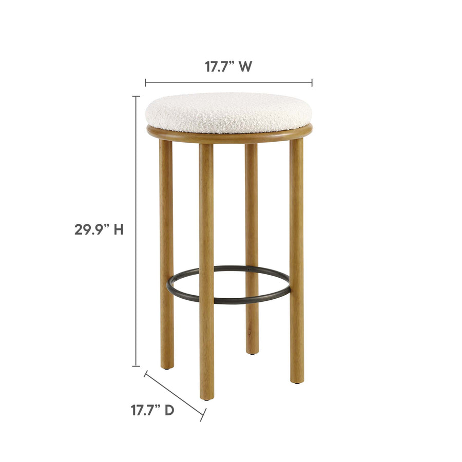 Cassius Boucle Fabric Bar Stools Set of 2 in Oak Ivory