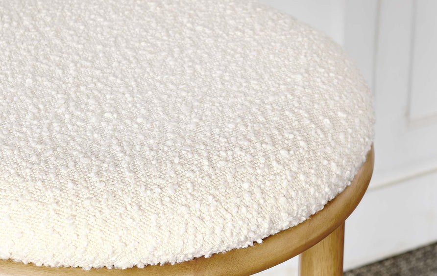Cassius Boucle Fabric Bar Stools Set of 2 in Oak Ivory