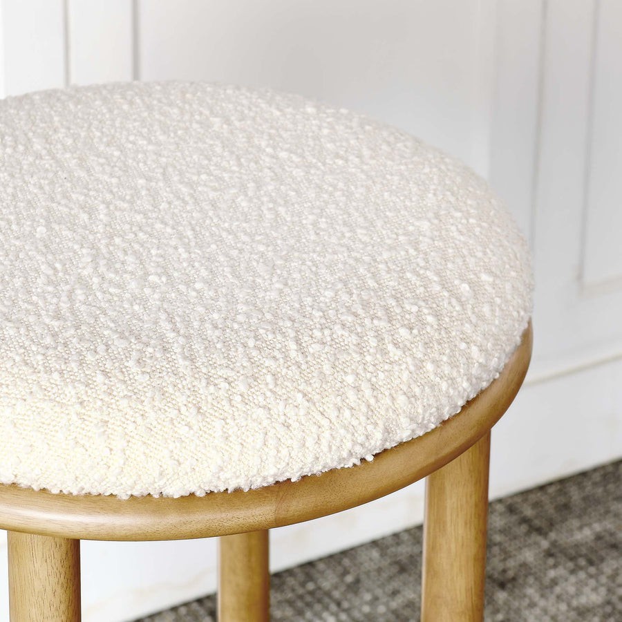 Cassius Boucle Fabric Bar Stools Set of 2 in Oak Ivory