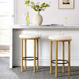 Cassius Boucle Fabric Bar Stools Set of 2 in Oak Ivory