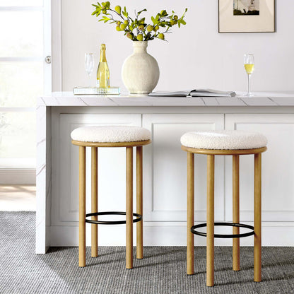Fable Boucle Fabric Bar Stools Set of 2 by Furniture For America