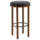 Cassius Boucle Fabric Bar Stools Set of 2 in Walnut Charcoal