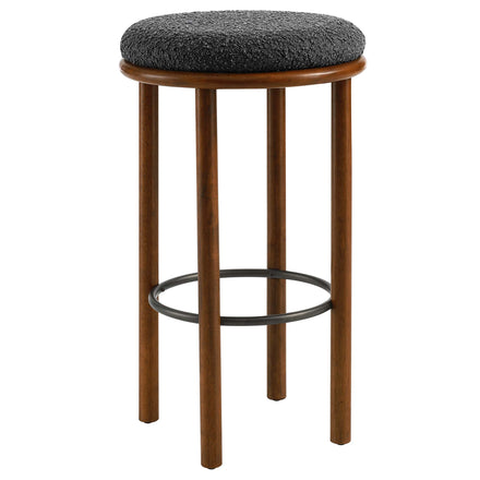 Fable Boucle Fabric Bar Stools Set of 2 in Walnut Charcoal
