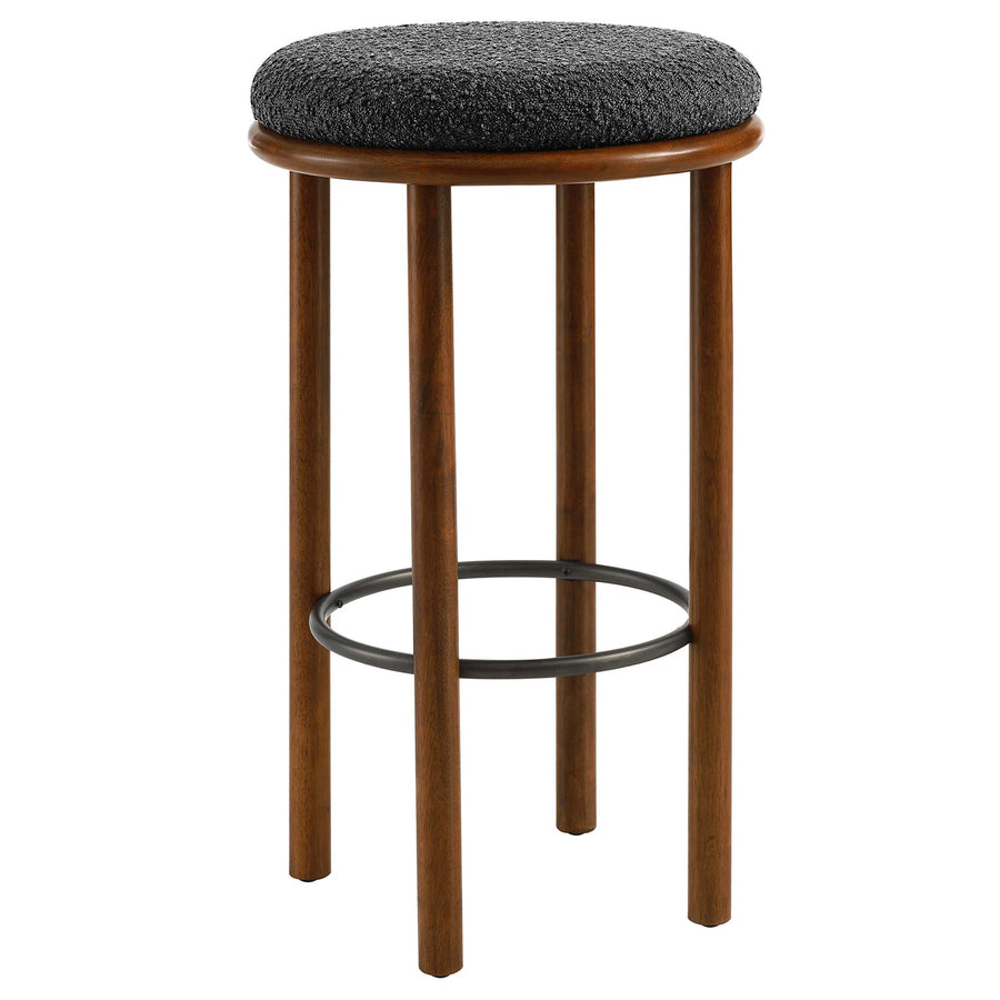 Cassius Boucle Fabric Bar Stools Set of 2 in Walnut Charcoal