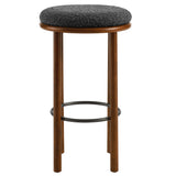 Cassius Boucle Fabric Bar Stools Set of 2 in Walnut Charcoal