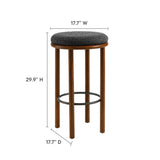 Cassius Boucle Fabric Bar Stools Set of 2 in Walnut Charcoal
