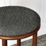 Cassius Boucle Fabric Bar Stools Set of 2 in Walnut Charcoal