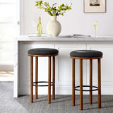 Cassius Boucle Fabric Bar Stools Set of 2 in Walnut Charcoal