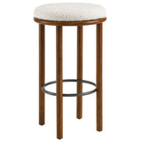 Cassius Boucle Fabric Bar Stools Set of 2 in Walnut Ivory