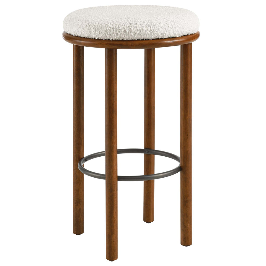 Cassius Boucle Fabric Bar Stools Set of 2 in Walnut Ivory