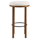 Cassius Boucle Fabric Bar Stools Set of 2 in Walnut Ivory