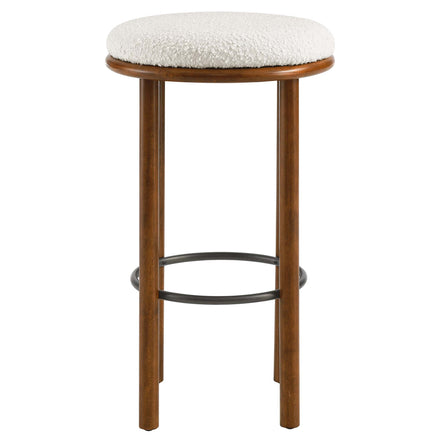 Fable Boucle Fabric Bar Stools Set of 2 in Walnut Ivory
