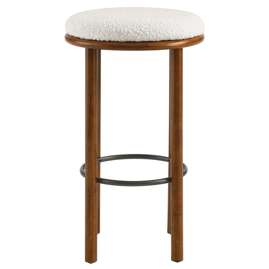 Cassius Boucle Fabric Bar Stools Set of 2 in Walnut Ivory
