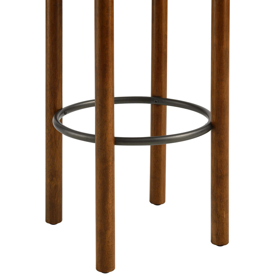Cassius Boucle Fabric Bar Stools Set of 2 in Walnut Ivory