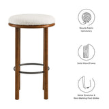 Cassius Boucle Fabric Bar Stools Set of 2 in Walnut Ivory