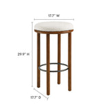 Cassius Boucle Fabric Bar Stools Set of 2 in Walnut Ivory