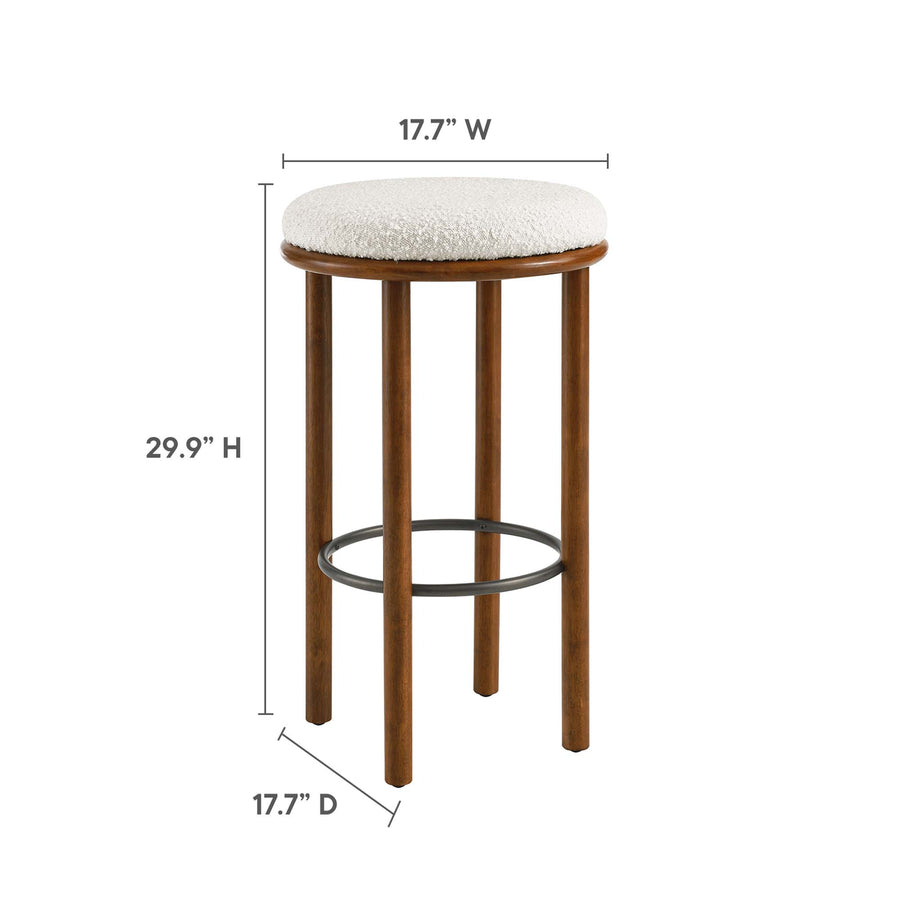 Cassius Boucle Fabric Bar Stools Set of 2 in Walnut Ivory
