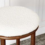 Cassius Boucle Fabric Bar Stools Set of 2 in Walnut Ivory