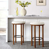 Cassius Boucle Fabric Bar Stools Set of 2 in Walnut Ivory