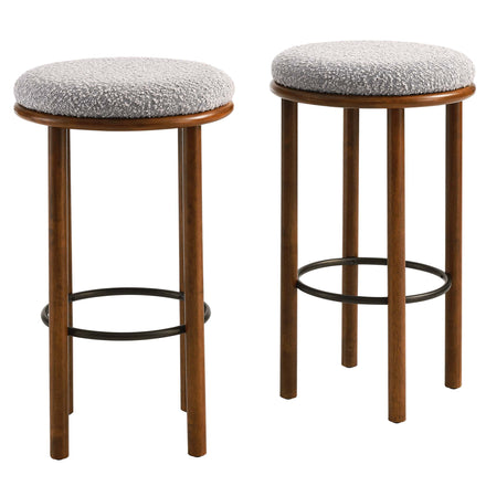 Fable Boucle Fabric Bar Stools Set of 2 in Walnut Taupe
