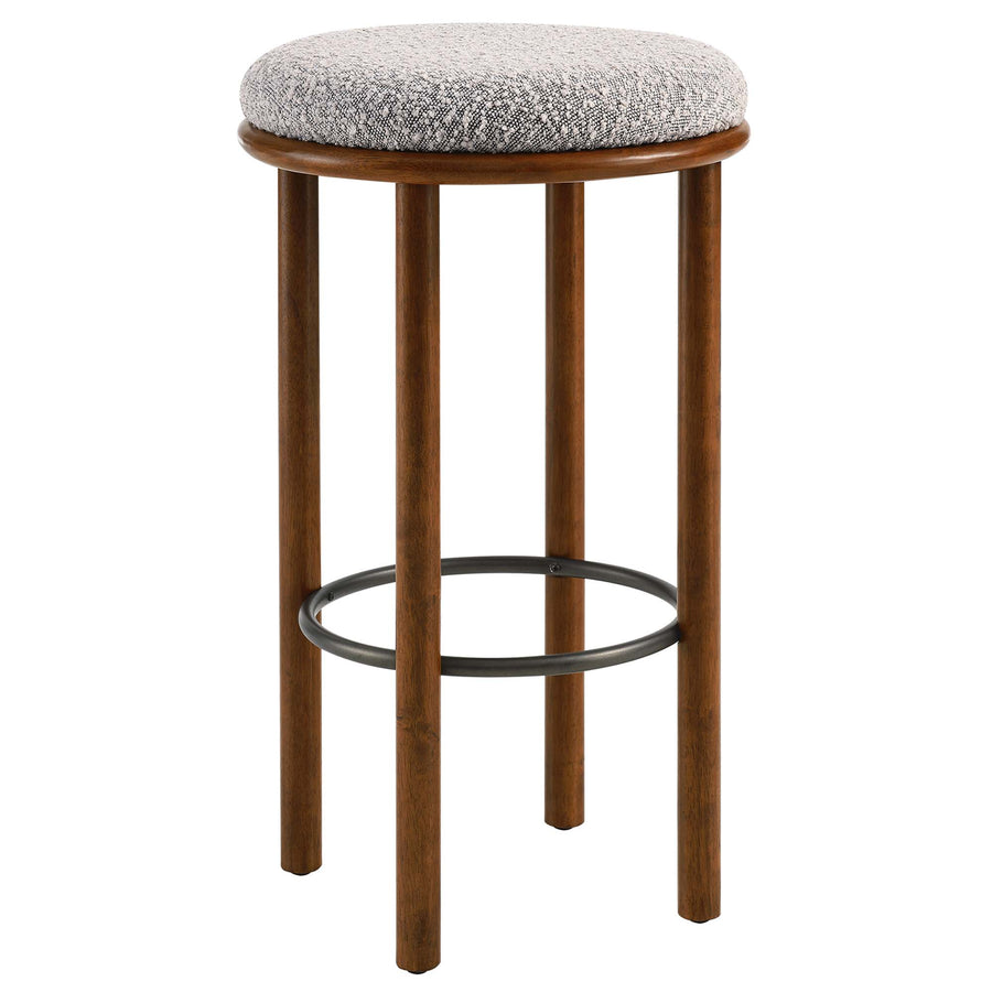 Cassius Boucle Fabric Bar Stools Set of 2 in Walnut Taupe