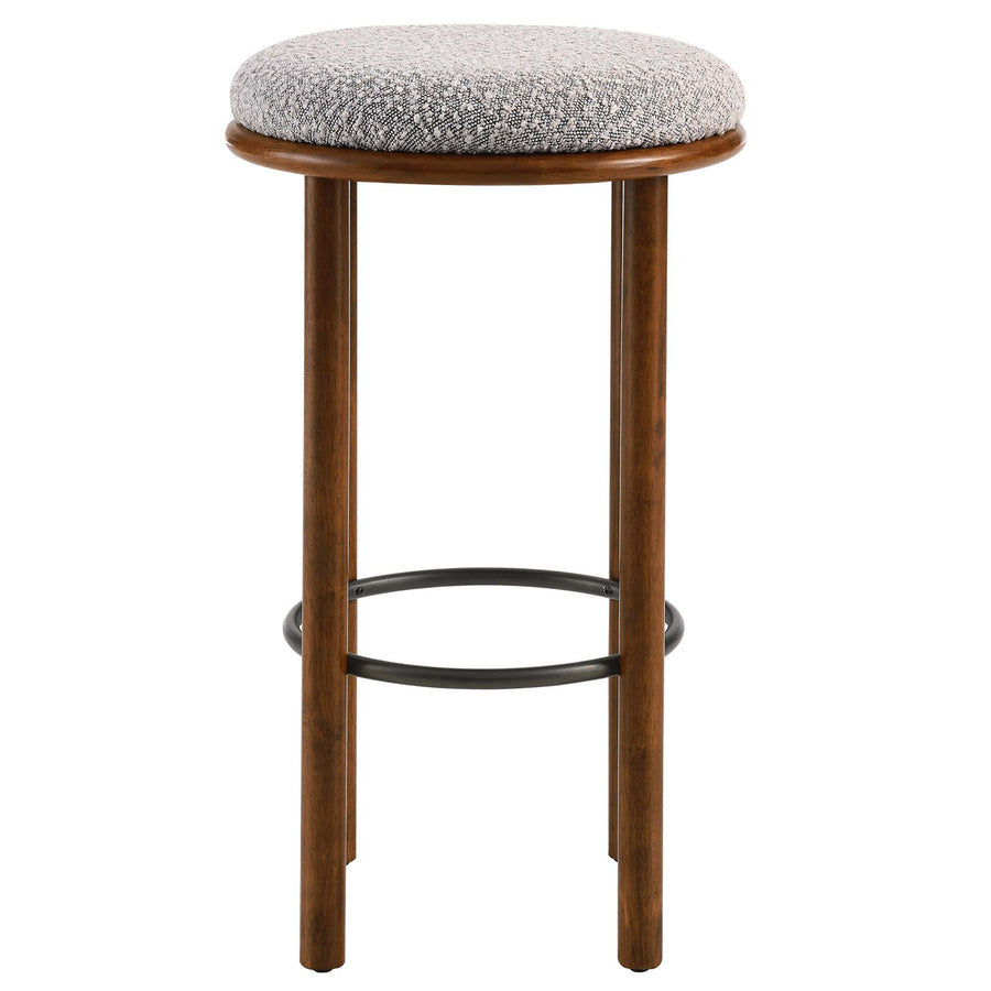 Cassius Boucle Fabric Bar Stools Set of 2 in Walnut Taupe