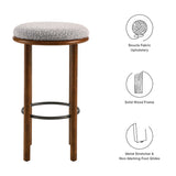 Cassius Boucle Fabric Bar Stools Set of 2 in Walnut Taupe