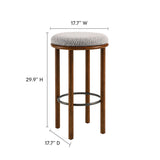 Cassius Boucle Fabric Bar Stools Set of 2 in Walnut Taupe