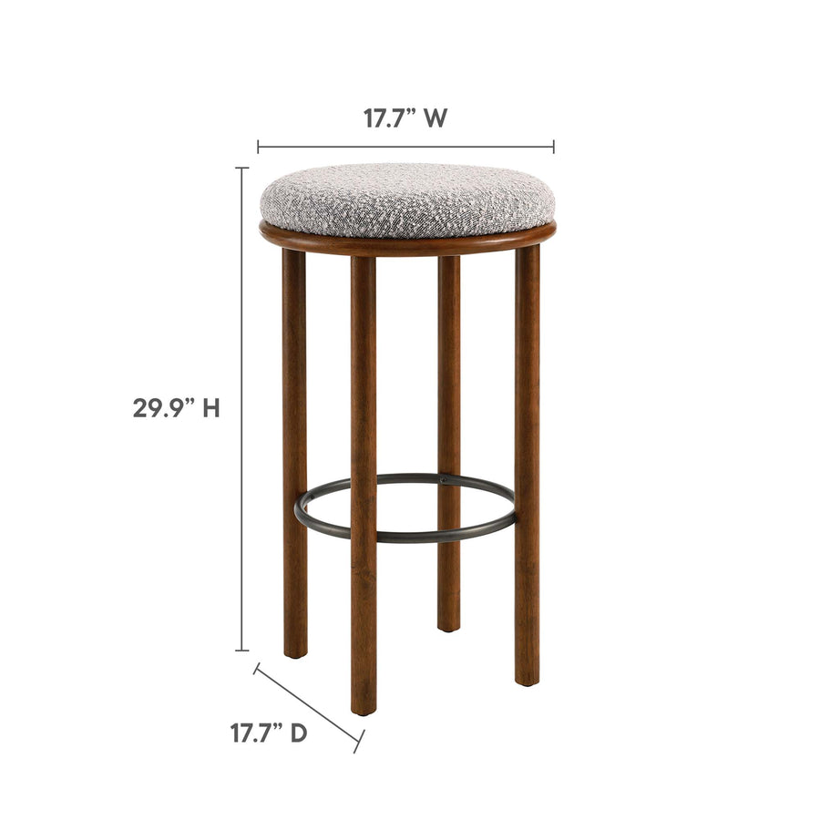 Cassius Boucle Fabric Bar Stools Set of 2 in Walnut Taupe