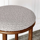 Cassius Boucle Fabric Bar Stools Set of 2 in Walnut Taupe