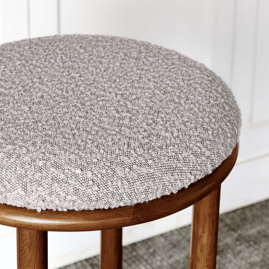 Cassius Boucle Fabric Bar Stools Set of 2 in Walnut Taupe