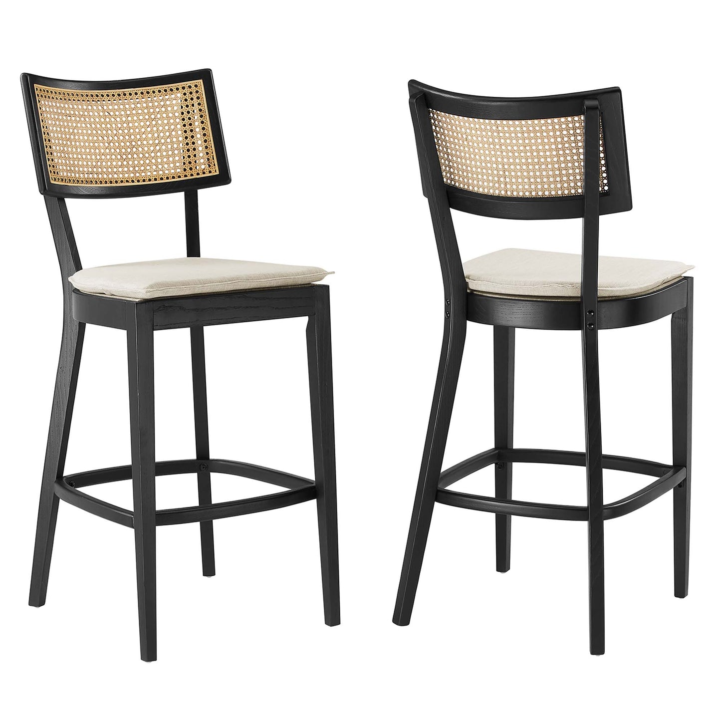 Bough Wood Bar Stools Set of 2 in Black Beige