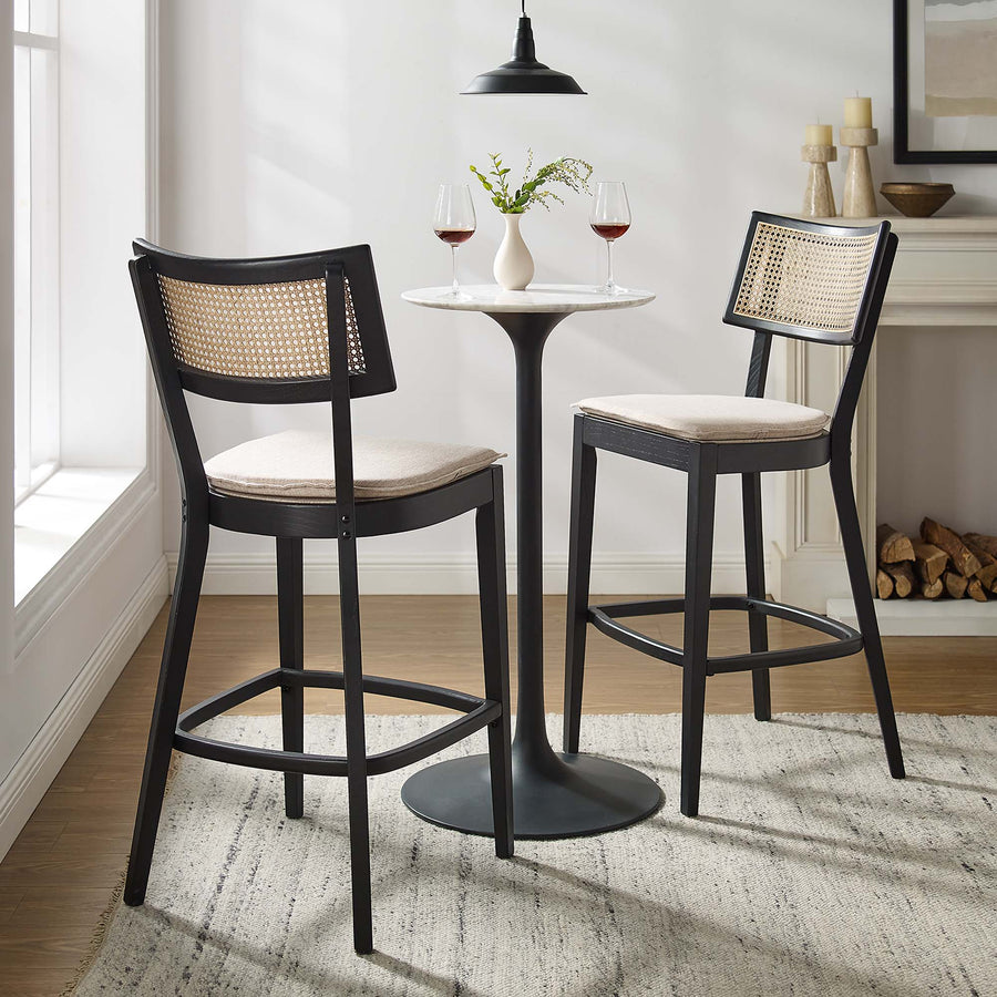 Bough Wood Bar Stools Set of 2 in Black Beige