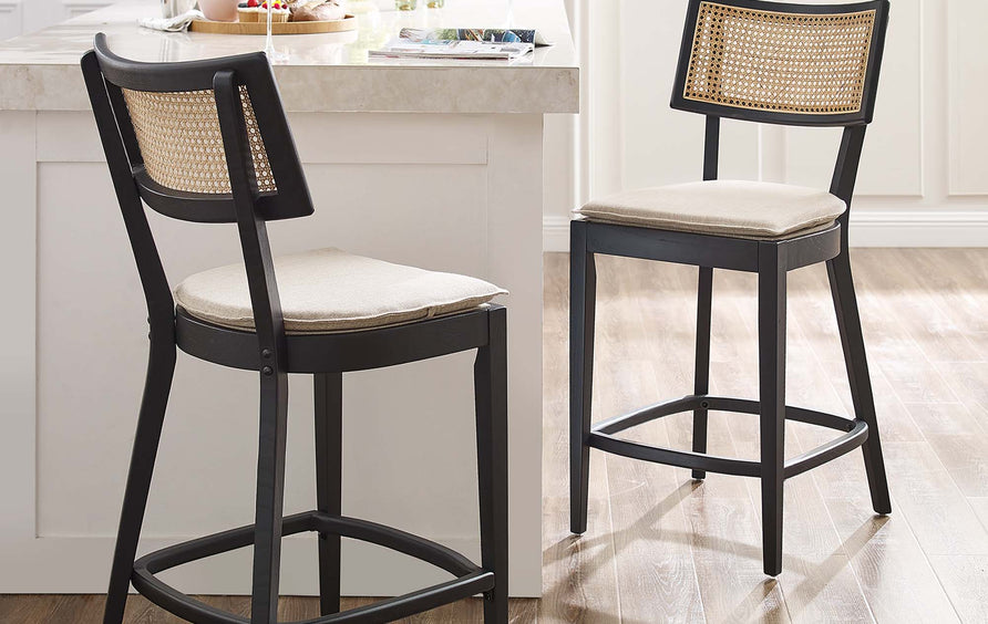 Bough Wood Counter Stools Set of 2 in Black Beige