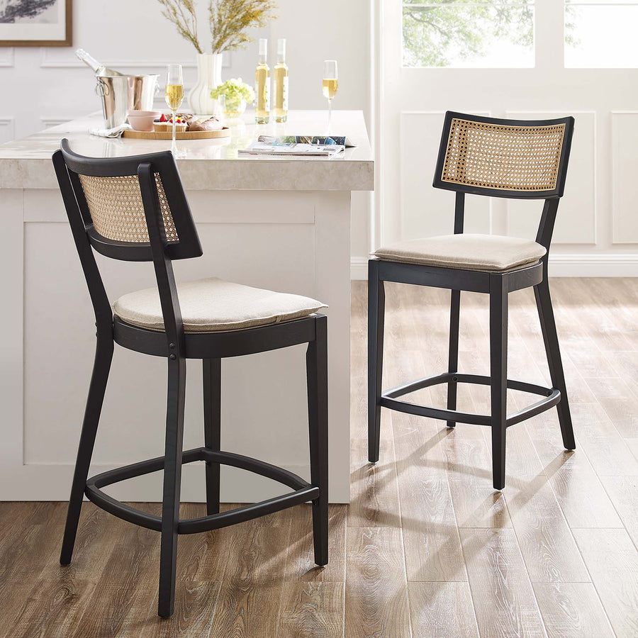 Bough Wood Counter Stools Set of 2 in Black Beige