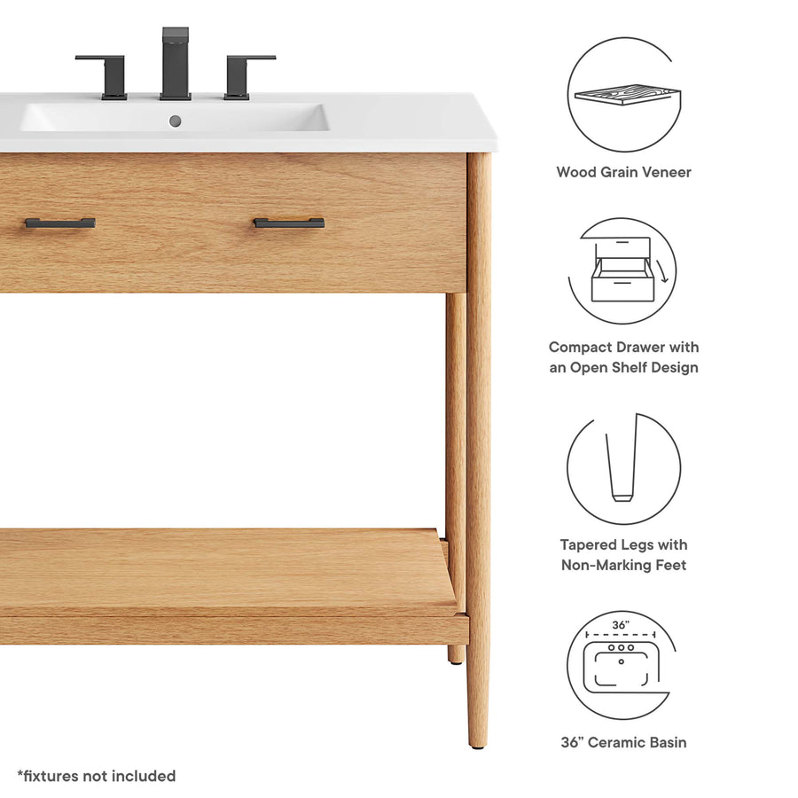 Quill 36" Bathroom Vanity in Natural White
