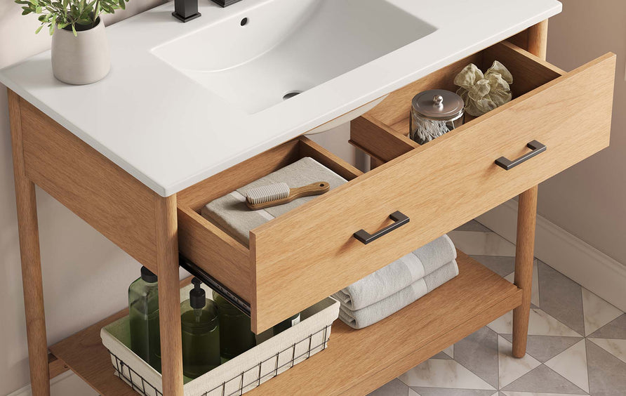 Quill 36" Bathroom Vanity in Natural White
