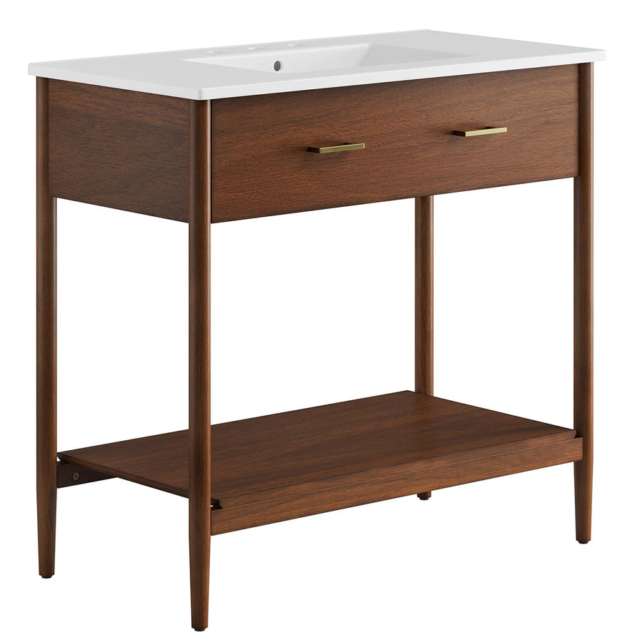 Quill 36" Bathroom Vanity in Walnut White