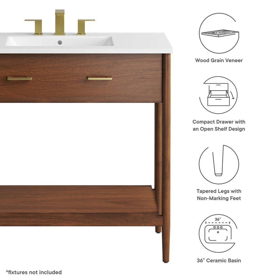 Quill 36" Bathroom Vanity in Walnut White